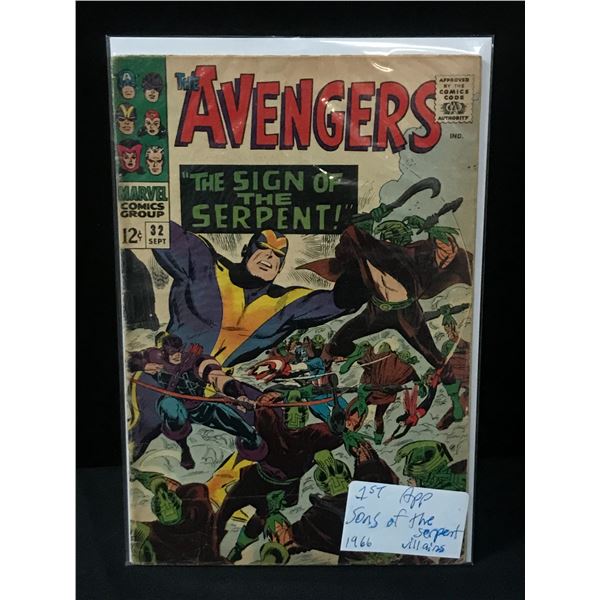 THE AVENGERS #32 (1966) 1ST APPEARANCE SONS OF THE SERPENT VILLAINS - MARVEL COMICS