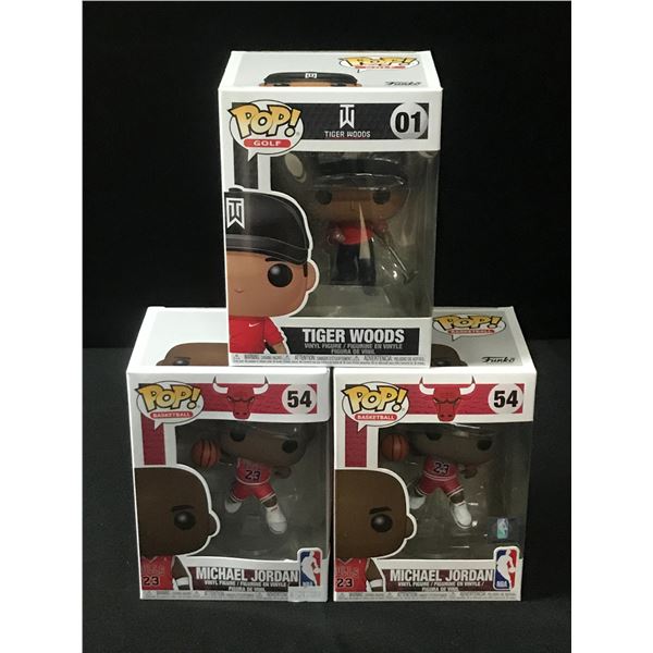 LOT OF 3 SPORTS FUNKO POPS (MICHAEL JORDAN TIGER WOODS)
