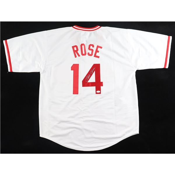 PETE ROSE SIGNED CINCINATTI REDS BASEBALL JERSEY - JSA COA