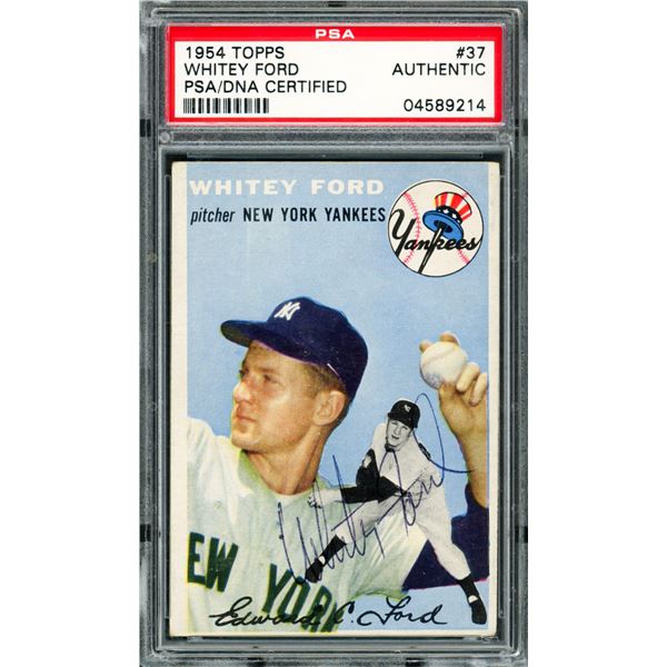 1954 TOPPS WHITEY FORD SIGNED TRADING CARD - PSA COA