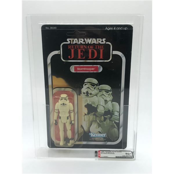 AFA GRADED 80 1978 KENNER Star Wars STORMTROOPER FIGURE ON A RETURN OF THE JEDI 77 BACK