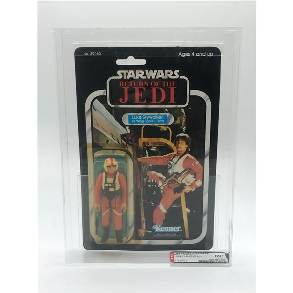 AFA GRADED 80 77 BACK VINTAGE KENNER STAR WARS LUKE SKYWALKER X-WNG PILOT ACTION FIGURE ON CARD