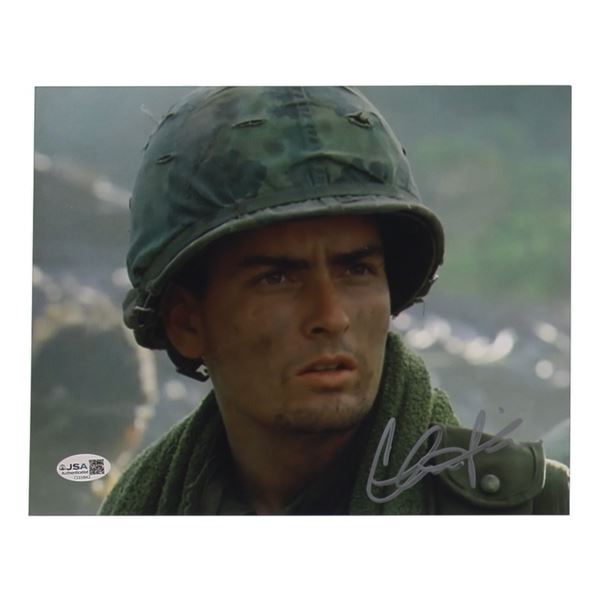 CHARLIE SHEEN SIGNED PLATOON 8X10 - JSA COA
