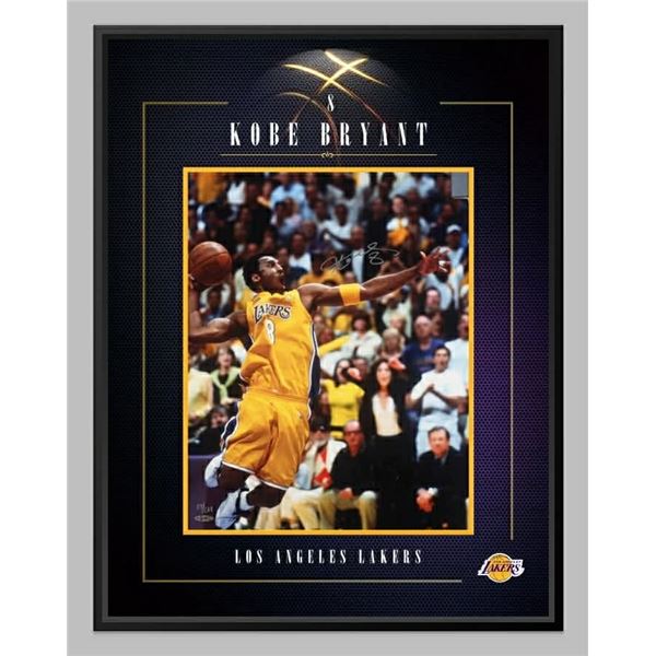 LTD. EDITION KOBE BRYANT SIGNED ADN CUSTOM FRAMED 20 X 24 FRAME 64/208 UPPER DECK COA