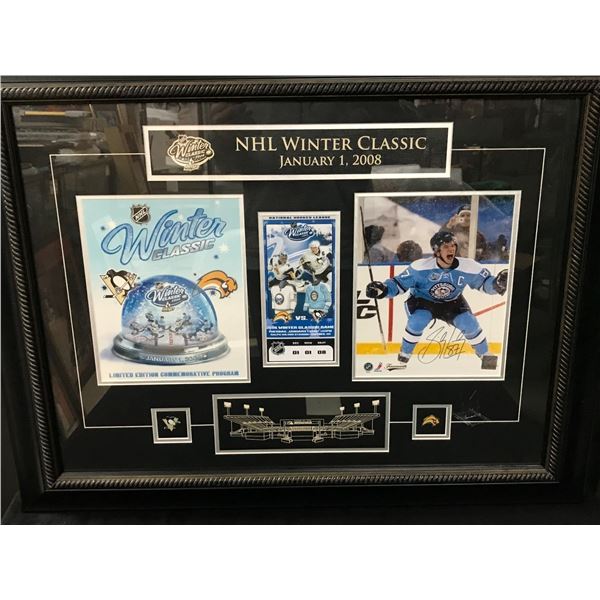 SIDNEY CROSBY SIGNED AND CUSTOM FRAMED WINTER CLASSIC GAME TICKEY 20 X 24 (FRAMEWORTH COA)