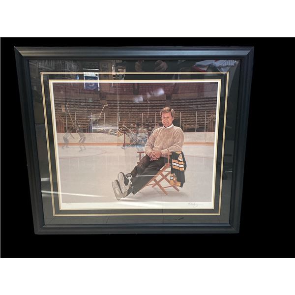 JAMES LUMBERS AND BOBBY ORR SIGNED AND CUSTOMER FRAMED LTD EDITION LITH 24 X 32