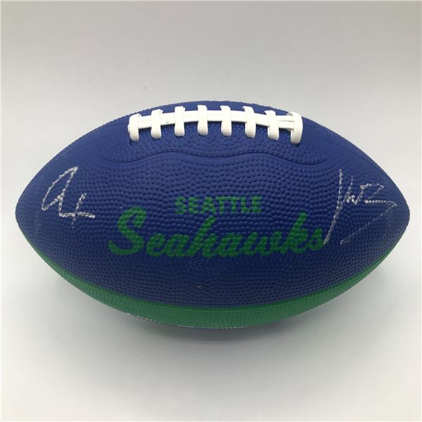 JACKSON SMITH NJIGBA AND KEN WALKER SIGNED SEAHAKS FOOTBALL (ACE COA)