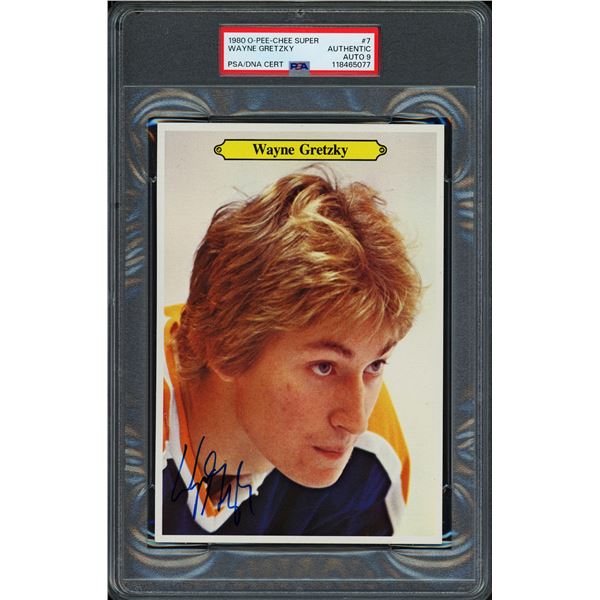 WAYNE GRETZKY SIGNED 1980 OPC SUPER CARD - PSA GRADE 9