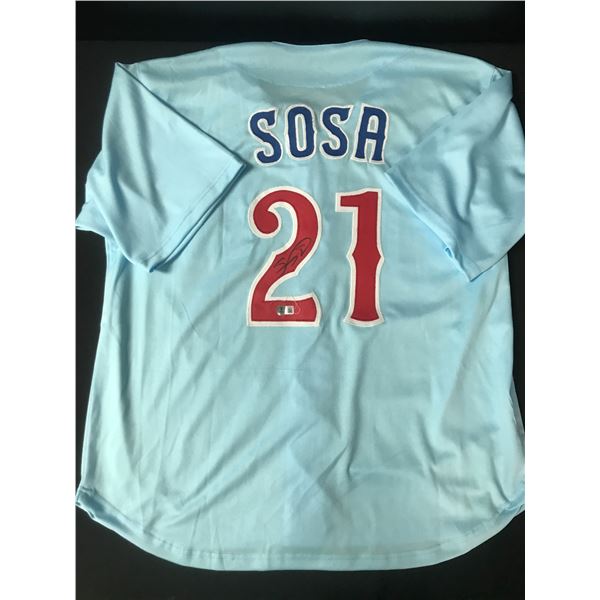 SAMMY SOSA SIGNED CHICAGO CUBS JERSEY - BECKETT COA