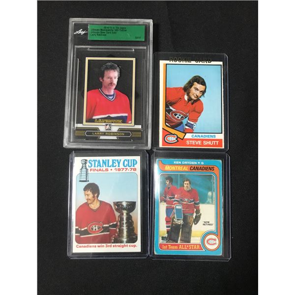 LOT OF 4 VINTAGE CANADIANS STAR CARDS INCLUDING ONE ENCASED