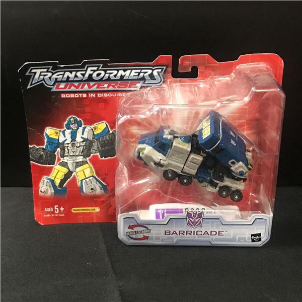 VINTAGE TRANSFORMERS UNIVERSE BARRICADE IN ORIGINAL PACKAGING