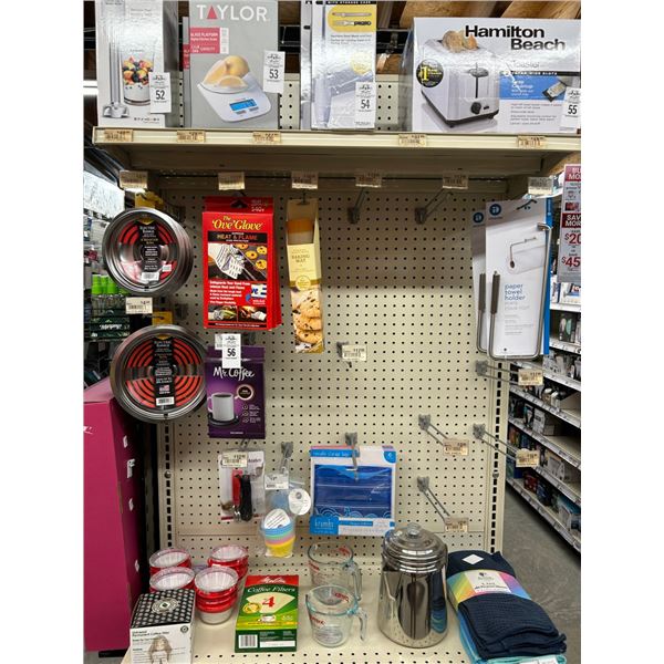 Asst. Kitchen Supplies, Utensils on Pegs