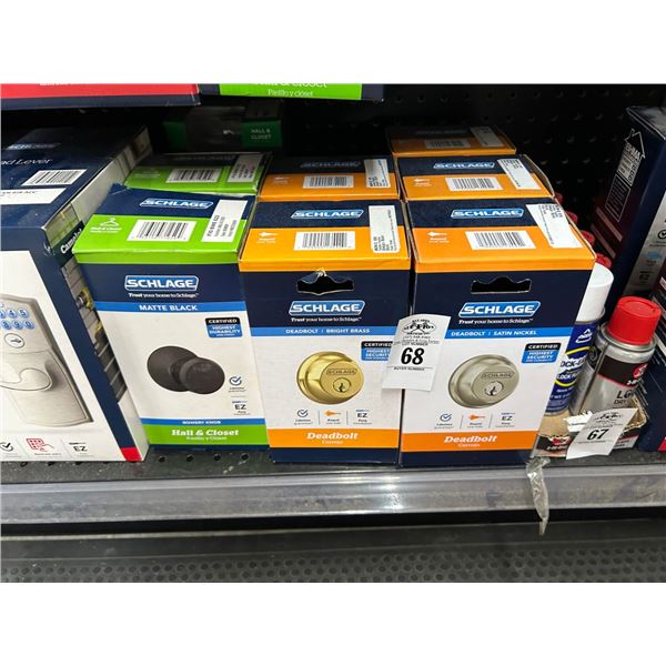 8-Schlage Dead Bolts, Door Knobs - 8 X $
