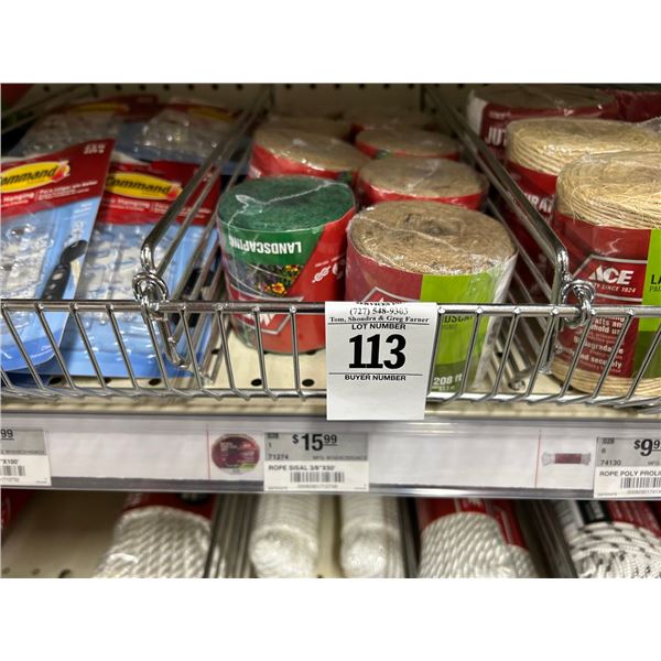 Shelf Ropes, Natural Fiber Twine, Hangers, Wood Anchors, Sharpies, Ties/Handles