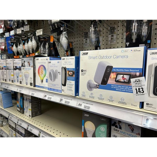 Asst. Smart Wifi Light Bulbs, Solar Panel Charger, Smart Outdoor Camera, Motion