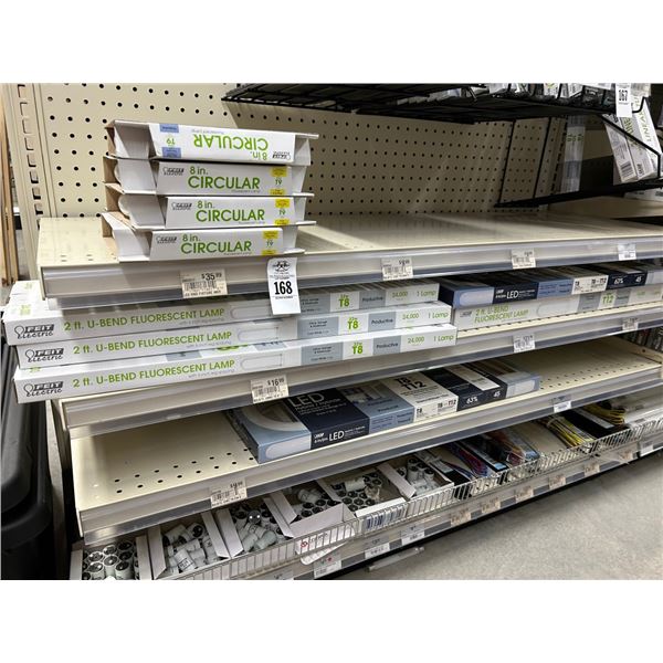 Asst. Circular Fluorescent Lamps, U Bend Fluorescent Lamps, Hardware 4 Shelves