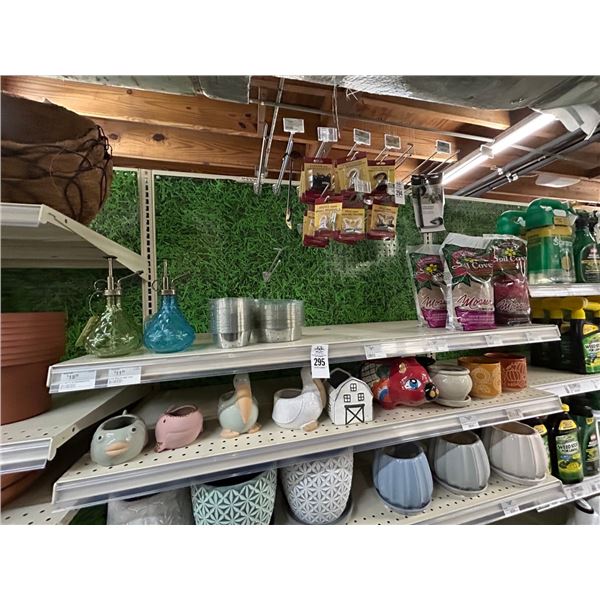 Shelf of Decorative Soap Dispensers, Saucers, House Plant Soil Covers, Decorative Pots 8 Shelves