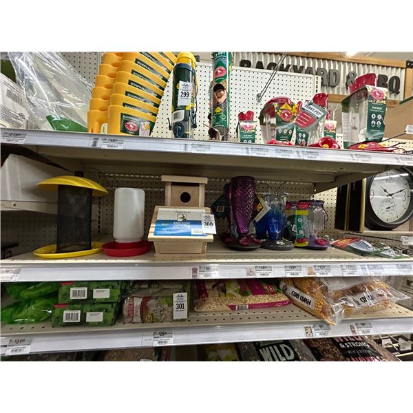 Shelf of Asst. Hanging Bird Feeders/Accessories
