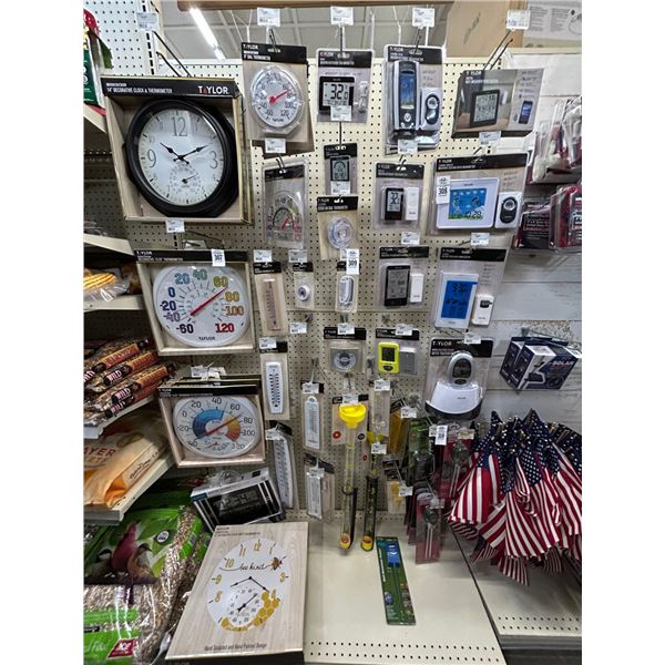Asst. Taylor Indoor/Outdoor Thermometers, Rain Gauges On Pegs