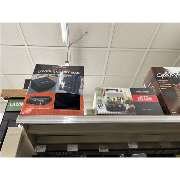3-Blackstone 17" Table Top Griddle w/Cover/Carry Bag, Grillmark Collapsable Caddy - 3 X $
