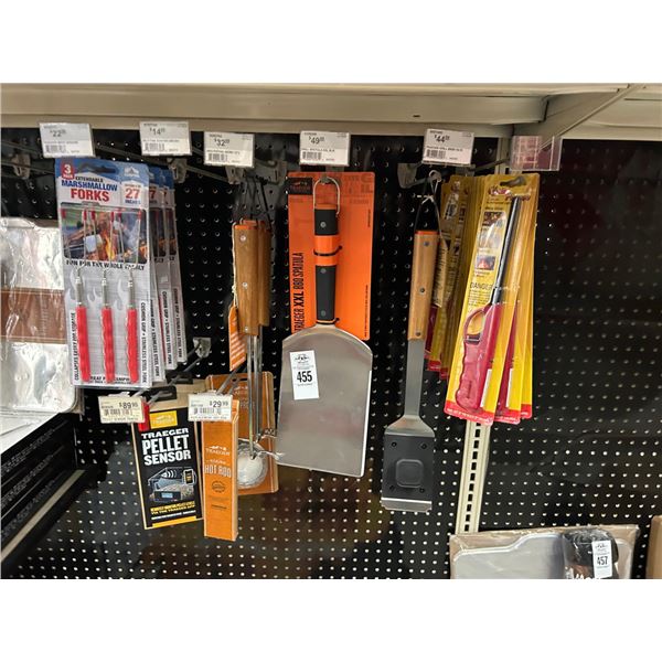 Asst. Traeger XL BBQ Spatula, Ext. Forks, Pellet Sensor, Lighters, Accessories