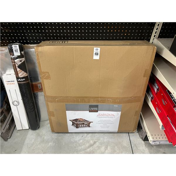 Living Accents 30"  Slate Tile Top Wood Burning Firepit In Box