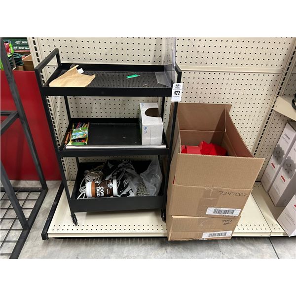 3 Shelf Rolling Cart, Box Christmas Bows