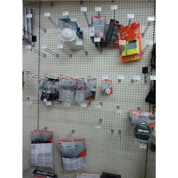 Masks, Headphones, Safety Accessories on Pegs