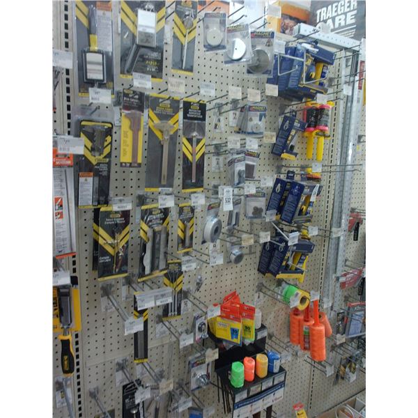 Calipers, Protractors, Measuring Sticks, Accessories on Pegs