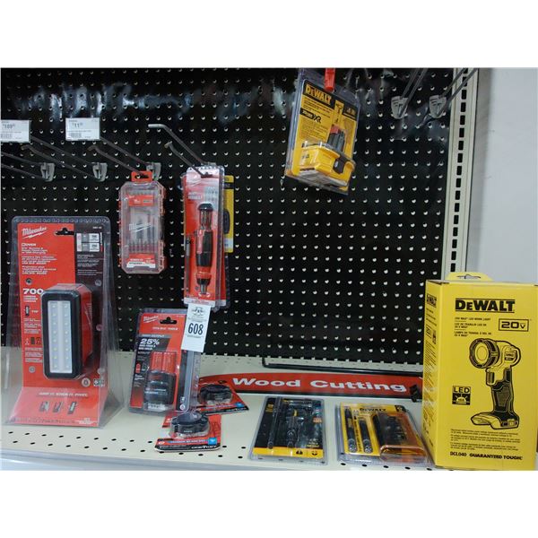 Dewalt/Milwaukee Flashlights, Battery, Driver Bits, Extensions