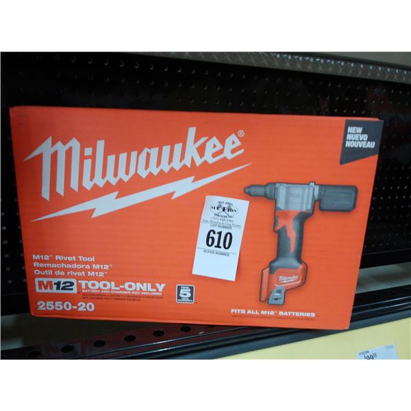 Milwaukee M12 Cordless Rivet Tool - No Battery/Adapter