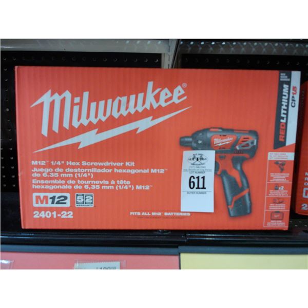 Milwaukee M12 Hex Screwdriver Cordless - Has Battery/Charger