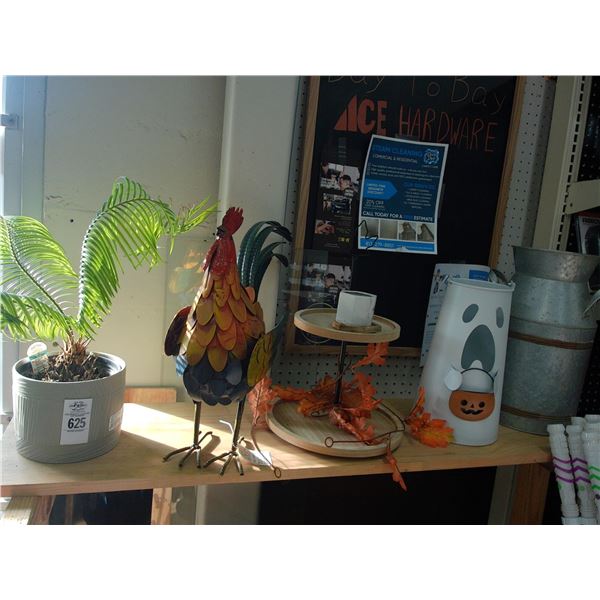 Potted Palm, Rooster, Holiday Décor Can