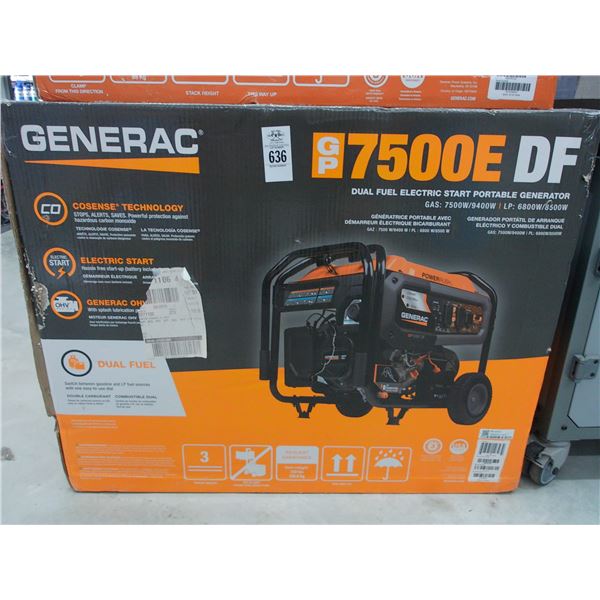 Generac GP 7500 EDF Dual Fuel Electric Start Portable Generator