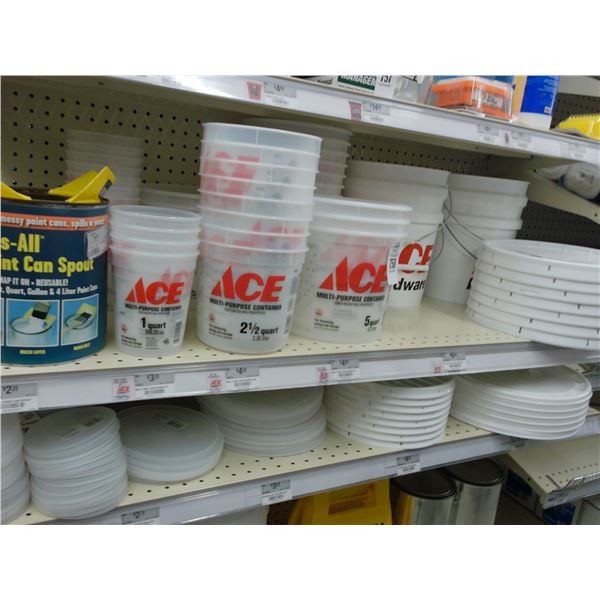 Paint Buckets, Lids - 2 Shelves