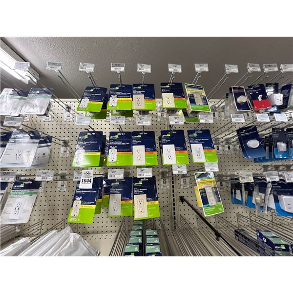 Leviton Tamper Resistant Wall Outlets, Dimmers on Pegs