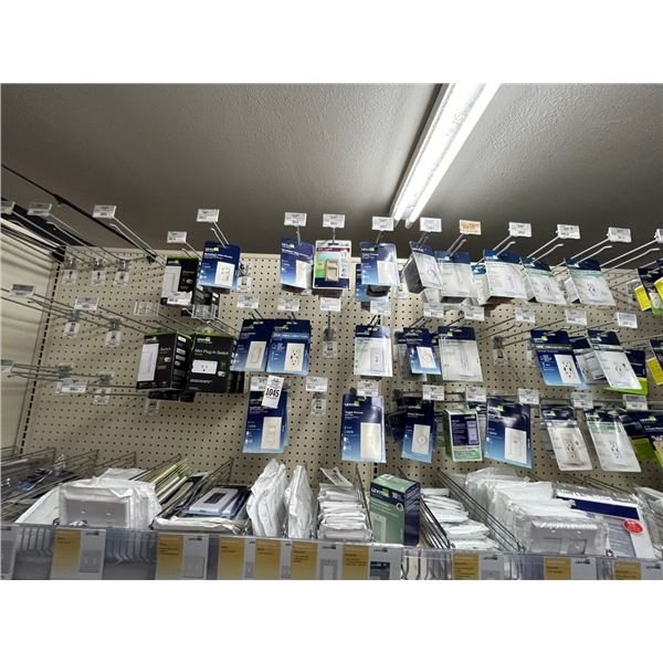 Leviton Asst. Outlets, Light Switches, Dimmers, Plug Ins on Pegs