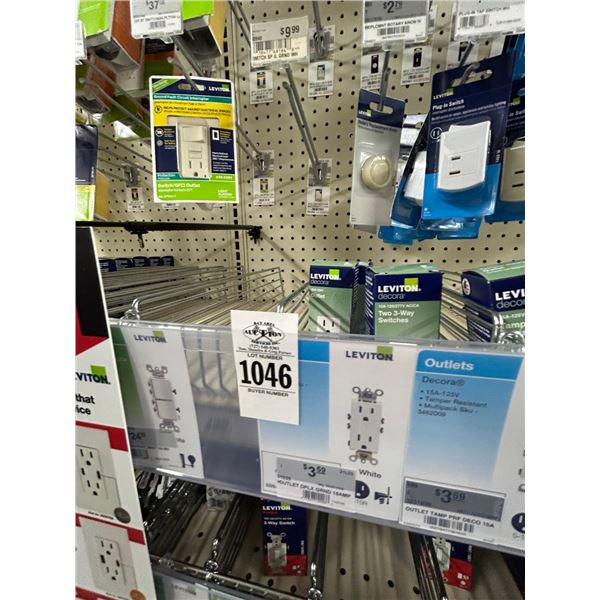 Large Lot of Receptacles, Plugs, Switch Plates, Electrical Supplies on Shelves