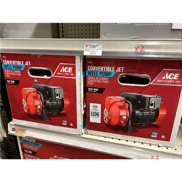 2-Ace 1 HP  Convertible Jet Well Pump - 2 X $