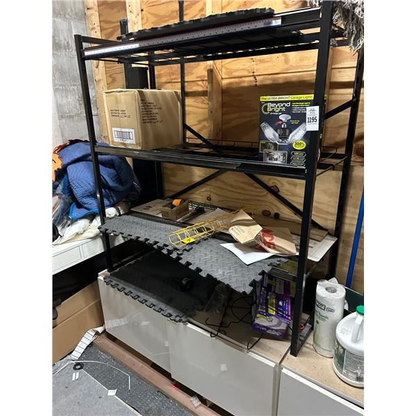 Black Metal Storage Rack w/Interlocking Floor Panels, White Cabinet Bases