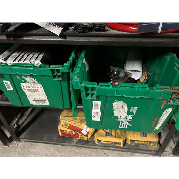 Totes 2 w/Grinder Wheels, Wire Wheels, Band Saw Blades, Diamond Blades