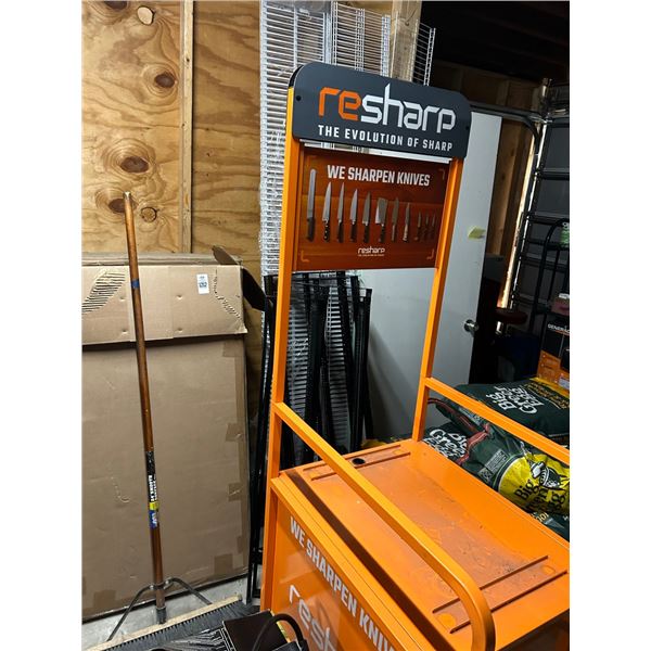 Knife Merchandising Stand, Canopy Frames, Asst. Shelving Accessories on Wall