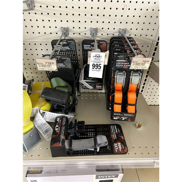 9-Lot of Keeper Tie Down Straps - 9 X $