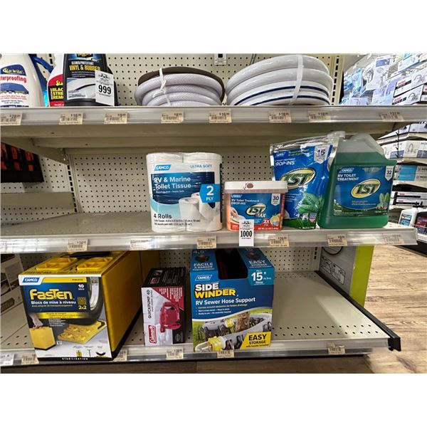 Asst. Kemco Toilet Tissue, Solutions, RV Sewer Hose Support, Coleman Pump