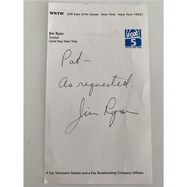 TV Anchor Jim Ryan original signature