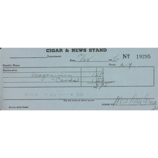 Mrs Desi Arnaz signed receipt