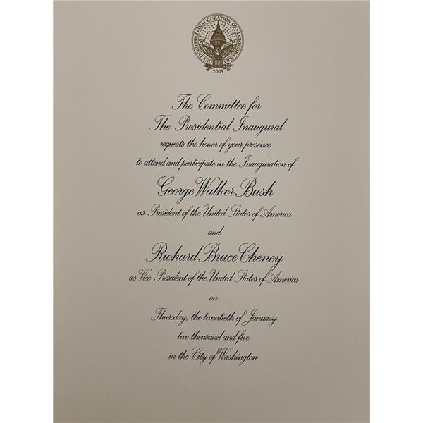 Bush, Cheney 2005 Inauguration Invitation
