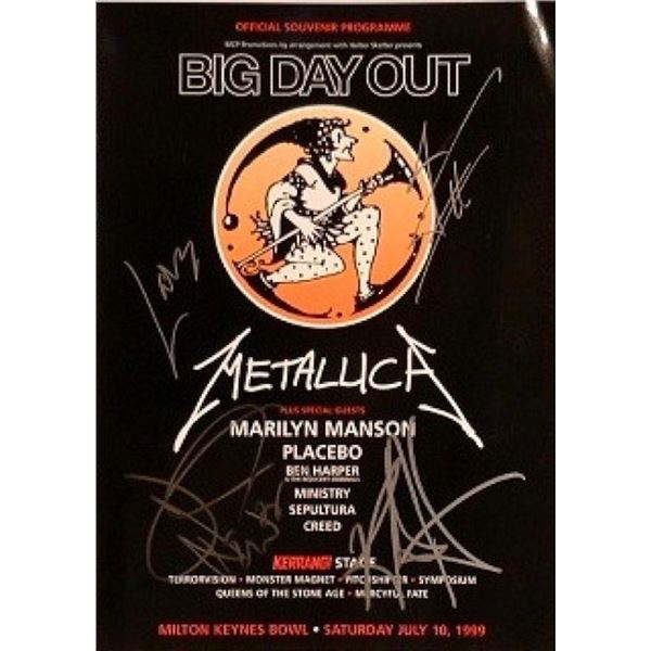 Metallica band signed Official Program for Big Day Out July 10th, 1999