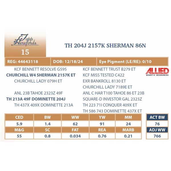 TH 204J 2157K SHERMAN 86N