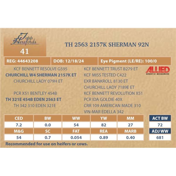 TH 2563 2157K SHERMAN 92N